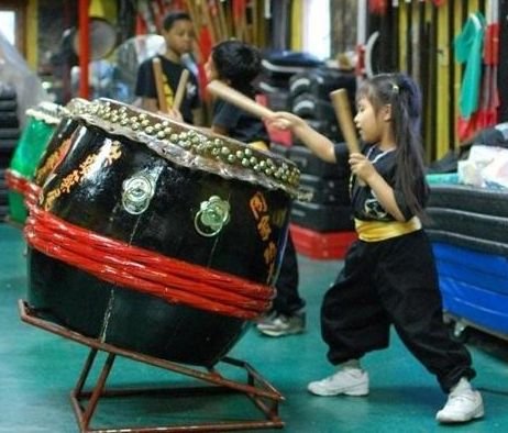 Perla working her lion dance drum routine.