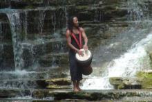 Jabara drums at waterfall